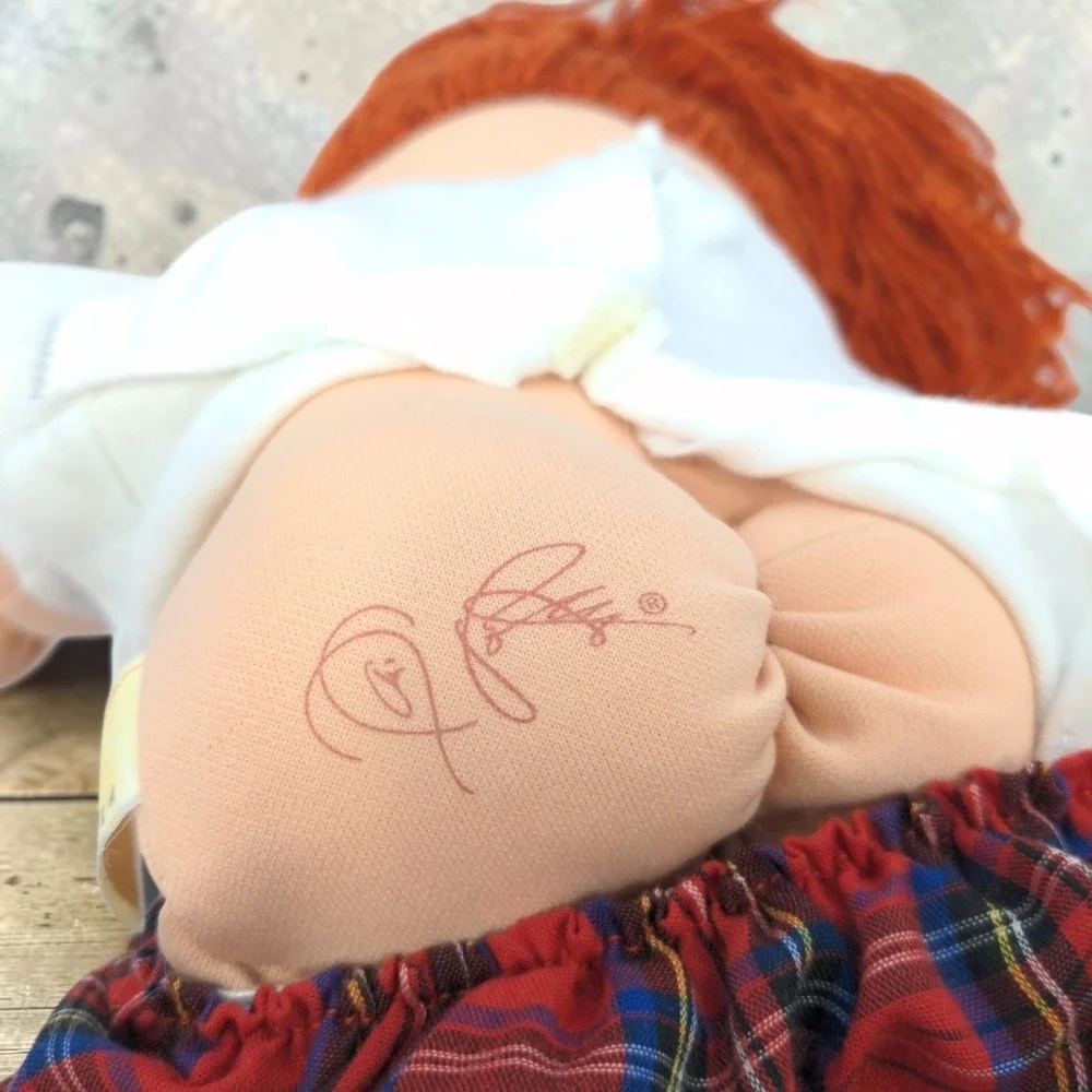 VTG 90's Mattel Cabbage Patch Kids Doll Red Yarn Hair Brown Eyes Plaid CPK 1995